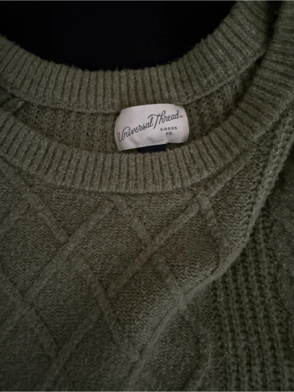 Universal Thread Olive Diamond Knit Crewneck Sweater